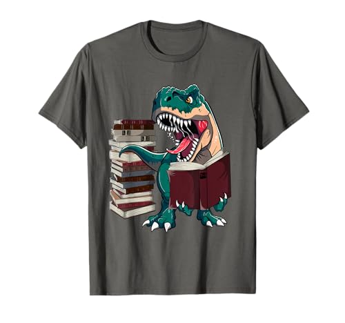 T Rex Lesebuch Dinosaurier Dino Schule Jungen Mädchen Lehrer T-Shirt von T Rex reading book dinosaur school