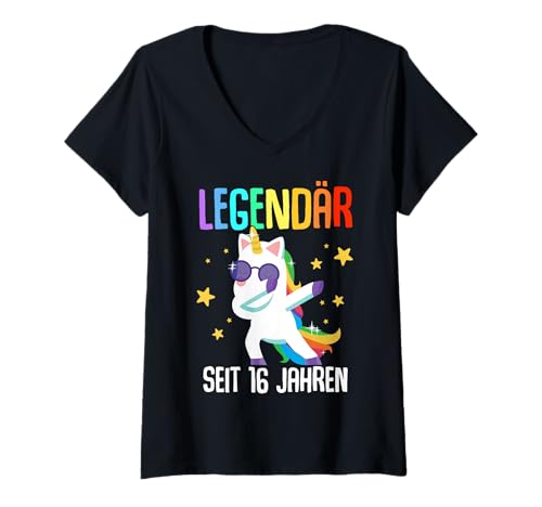 Damen 16. Geburtstag Junge Mädchen 16 Jahre 2009 Lustig Geschenk T-Shirt mit V-Ausschnitt von T-Shirt 16. Geburtstag Junge Mädchen 16 Jahre Deko