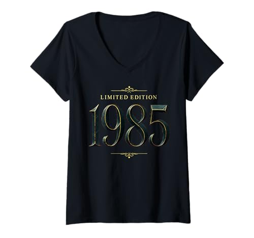 Damen 40. Geburtstag Mann Frau 40 Jahre 1985 Deko Lustig Geschenk T-Shirt mit V-Ausschnitt von T-Shirt 40. Geburtstag Herren Damen 40 Jahre Deko