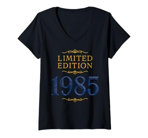 Damen 40. Geburtstag Mann Frau 40 Jahre 1985 Deko Lustig Geschenk T-Shirt mit V-Ausschnitt von T-Shirt 40. Geburtstag Herren Damen 40 Jahre Deko