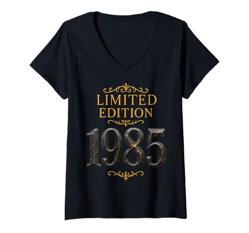 Damen 40. Geburtstag Mann Frau 40 Jahre 1985 Deko Lustig Geschenk T-Shirt mit V-Ausschnitt von T-Shirt 40. Geburtstag Herren Damen 40 Jahre Deko