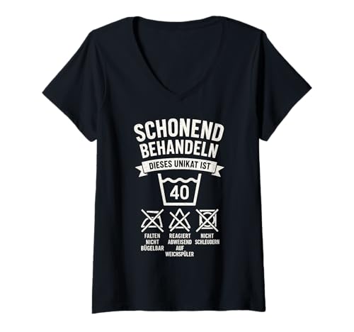 Damen 40. Geburtstag Mann Frau 40 Jahre Deko 1985 Geschenk Lustig T-Shirt mit V-Ausschnitt von T-Shirt 40. Geburtstag Herren Damen 40 Jahre Deko