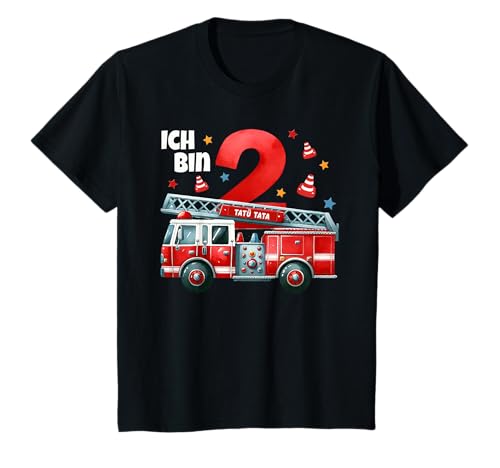 2 Geburtstag Junge Mädchen Feuerwehr Geschenke Feuerwehrauto T-Shirt von T-Shirt Fans