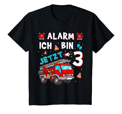 Kinder 3 Geburtstag Junge Mädchen Feuerwehr Geschenke Feuerwehrauto T-Shirt von T-Shirt Fans