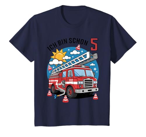 Kinder 5 Geburtstag Junge Mädchen Feuerwehr Geschenke Feuerwehrauto T-Shirt Kinder 5 Geburtstag Junge Mädchen Feuerwehr Geschenke Feuerwehrauto T-Shirt von T-Shirt Fans