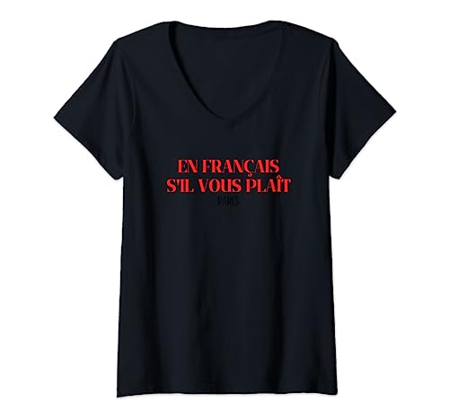 Damen T-Shirt mit französischer Aufschrift "Paris Amour" T-Shirt mit V-Ausschnitt Damen T-Shirt mit französischer Aufschrift "Paris Amour" T-Shirt mit V-Ausschnitt von T-Shirt Original Cadeau J'aime la France Français