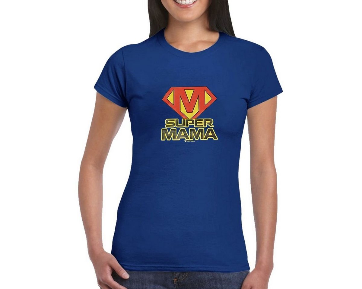 T-Shirt Total T-Shirt Super Mama T-Shirt für Damen in der Farbe Blau von T-Shirt Total