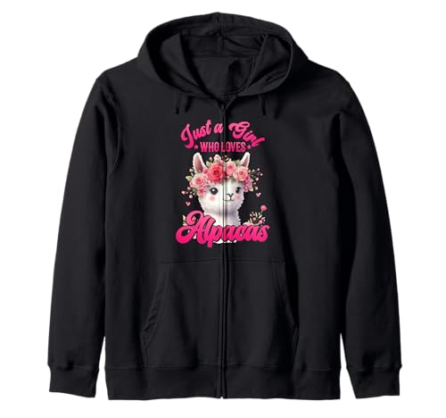 Alpaka Fan JUST A GIRL WHO LOVES ALPACAS Lustig Alpakas Kapuzenjacke von T-Shirt mit Alpaka Motiv Lustig Alpaka Fanartikel