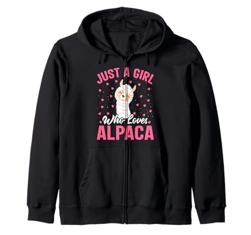 Alpaka Fan JUST A GIRL WHO LOVES ALPACAS Lustig Alpakas Kapuzenjacke von T-Shirt mit Alpaka Motiv Lustig Alpaka Fanartikel