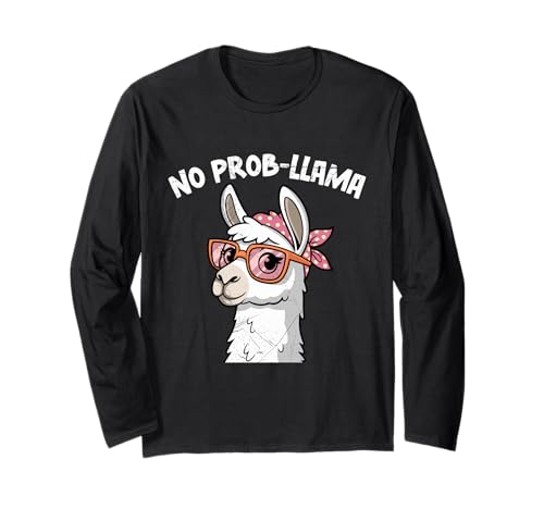 Alpaka NO PROB-LLAMA Damen Lama Lustiges Alpakas Langarmshirt Alpaka NO PROB-LLAMA Damen Lama Lustiges Alpakas Langarmshirt von T-Shirt mit Alpaka Motiv Lustig Alpaka Fanartikel