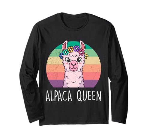 Alpaka Retro Frauen ALPACA QUEEN Lustiges Alpakas Langarmshirt Alpaka Retro Frauen ALPACA QUEEN Lustiges Alpakas Langarmshirt von T-Shirt mit Alpaka Motiv Lustig Alpaka Fanartikel