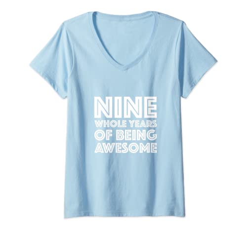 Damen T-Shirt zum 9. Geburtstag Geschenk Alter 9 Neunjähriger T-Shirt mit V-Ausschnitt Damen T-Shirt zum 9. Geburtstag Geschenk Alter 9 Neunjähriger T-Shirt mit V-Ausschnitt von T-Shirt zum 9. Geburtstag Junge Mädchen Mädchen