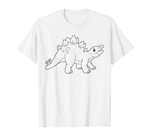 Dinosaurier Dino Stegosaurus bemalen & ausmalen für Kinder T-Shirt von T-Shirt zum bemalen für Kinder Motiv & ausmalen