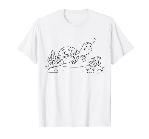 Meeresschildkröte zum bemalen & ausmalen für Kinder T-Shirt von T-Shirt zum bemalen für Kinder Motiv & ausmalen