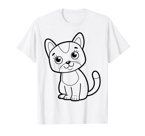 Niedliche Katze zum bemalen & ausmalen für Kinder T-Shirt von T-Shirt zum bemalen für Kinder Motiv & ausmalen