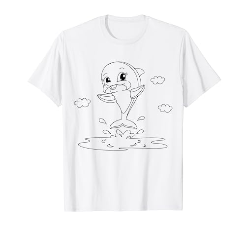 Niedlicher Delfin zum bemalen & ausmalen für Kinder T-Shirt von T-Shirt zum bemalen für Kinder Motiv & ausmalen