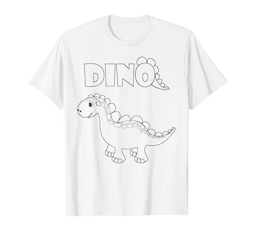 Niedlicher Dino Dinosaurier zum bemalen & ausmalen für Kind T-Shirt von T-Shirt zum bemalen für Kinder Motiv & ausmalen