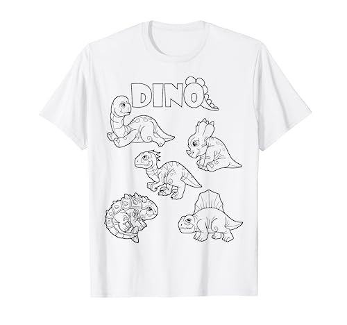 Niedlicher Dino Dinosaurier zum bemalen & ausmalen für Kind T-Shirt von T-Shirt zum bemalen für Kinder Motiv & ausmalen