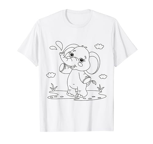 Niedlicher Elefant zum bemalen & ausmalen für Kinder T-Shirt von T-Shirt zum bemalen für Kinder Motiv & ausmalen