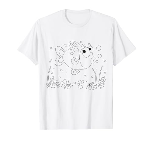 Niedlicher Fisch zum bemalen & ausmalen für Kinder T-Shirt von T-Shirt zum bemalen für Kinder Motiv & ausmalen