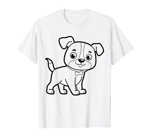 Niedlicher Hund zum bemalen & ausmalen für Kinder T-Shirt von T-Shirt zum bemalen für Kinder Motiv & ausmalen