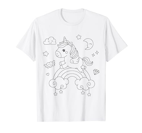 Niedliches Einhorn zum bemalen & ausmalen für Kinder T-Shirt von T-Shirt zum bemalen für Kinder Motiv & ausmalen