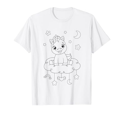 Niedliches Einhorn zum bemalen & ausmalen für Kinder T-Shirt von T-Shirt zum bemalen für Kinder Motiv & ausmalen