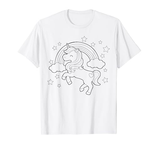 Niedliches Einhorn zum bemalen & ausmalen für Kinder T-Shirt von T-Shirt zum bemalen für Kinder Motiv & ausmalen