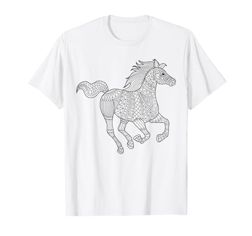 Pferd Mandala zum bemalen & ausmalen für Kinder T-Shirt von T-Shirt zum bemalen für Kinder Motiv & ausmalen