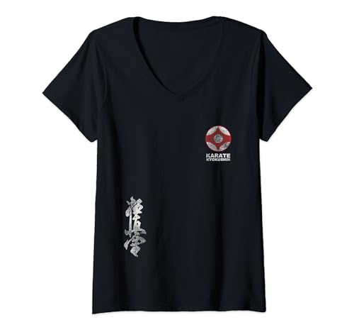 Damen Kyokushin Karate Symbol Kyokushinkai Dojo Training budo T-Shirt mit V-Ausschnitt von T-ShirtManiak
