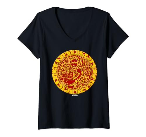 Damen Venice Moeca Venezia Italian Souvenir Saint Mark Lion ITALY T-Shirt mit V-Ausschnitt von T-ShirtManiak