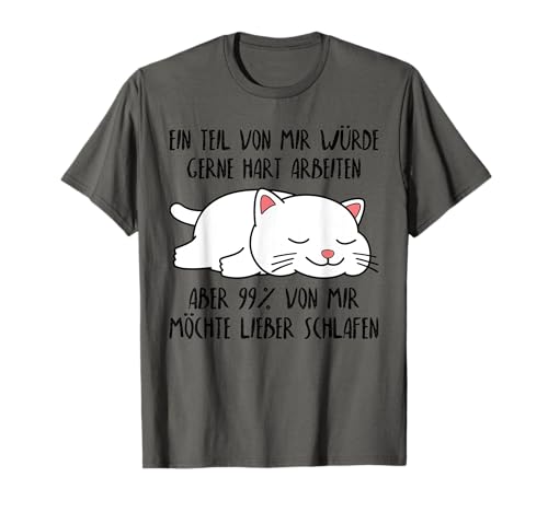 Lustiger Faulenzer Spruch Katze Schlafshirt Damen Herren T-Shirt von T-Shirtfans