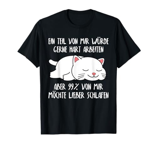 Lustiger Faulenzer Spruch Katze Schlafshirt Damen Herren T-Shirt von T-Shirtfans
