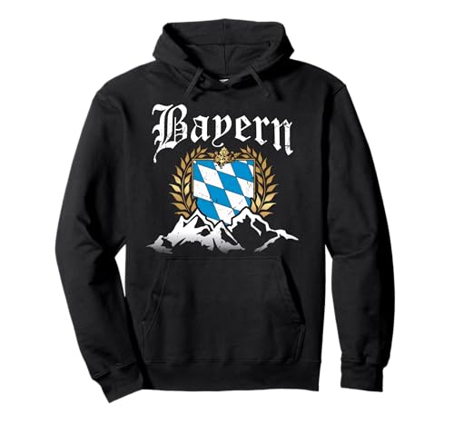Bayern mit Bergen Wappen Königlich Freistaat Herren Damen Pullover Hoodie von T-Shirts Bayern