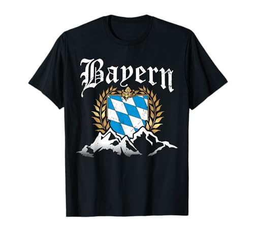 Bayern mit Bergen Wappen Königlich Freistaat Herren Damen T-Shirt von T-Shirts Bayern