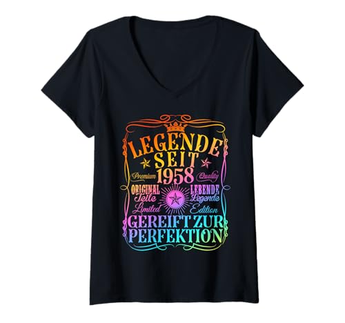Damen 67. Geburtstag Mann Frau 67 Jahre 1958 Deko Lustig Geschenk T-Shirt mit V-Ausschnitt Damen 67. Geburtstag Mann Frau 67 Jahre 1958 Deko Lustig Geschenk T-Shirt mit V-Ausschnitt von Geburtstags TShirt 67 Jahre Mann Frau Damen Herren