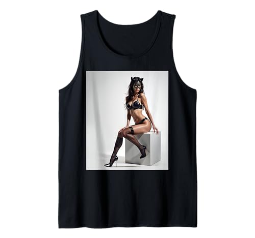 T-Shirt mit Mädchen drauf - Sexy Fashion Model in Katzenmaske Tank Top von T-Shirts with girls on it by NSPART