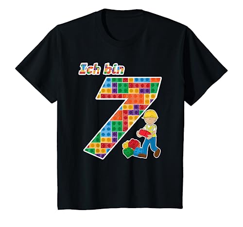 Kinder Geburtstagsshirt 7 Jahre Bausteine Baumeister Ich bin 7 von T-Shirts zum 7. Geburtstag by TR