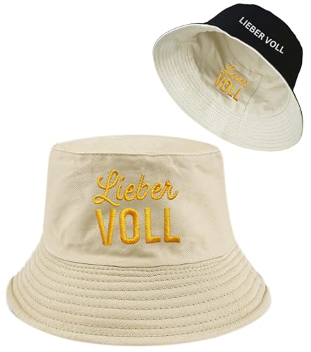 T TAKONE Lieber VOLL Fischerhut – Lustiger Malle Hut mit Spruch für Herren & Damen, Perfekt fürs Malle Outfit & Sommer Party von T TAKONE