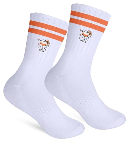 TAKONE Aperol Socken Damen 36–44,Lustige Baumwollsocken mit Cocktail-Motiv, Perfekt als Aperol Spritz Geschenk,Aperol Kostüm Accessoires von T TAKONE