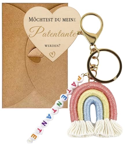 TAKONE Möchtest Du Meine Patentante Werden – Geschenkset mit Schlüsselanhänger & Karte – Taufpatin Fragen Zur Taufe oder Firmung von T TAKONE