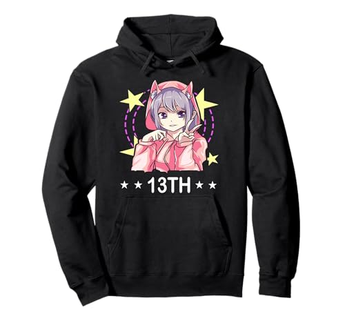 Anime Girls zum 13. Geburtstag Pullover Hoodie von T and T Anime Birthday Designs