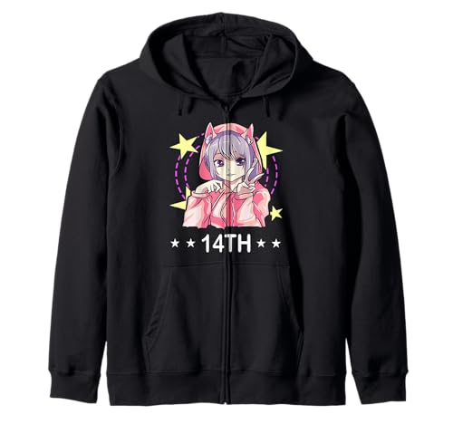 14. Geburtstag Anime Mädchen Kapuzenjacke von T and T Anime Birthday Designs