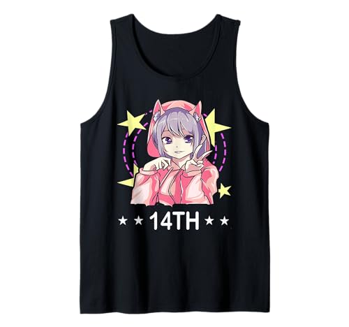 14. Geburtstag Anime Mädchen Tank Top von T and T Anime Birthday Designs