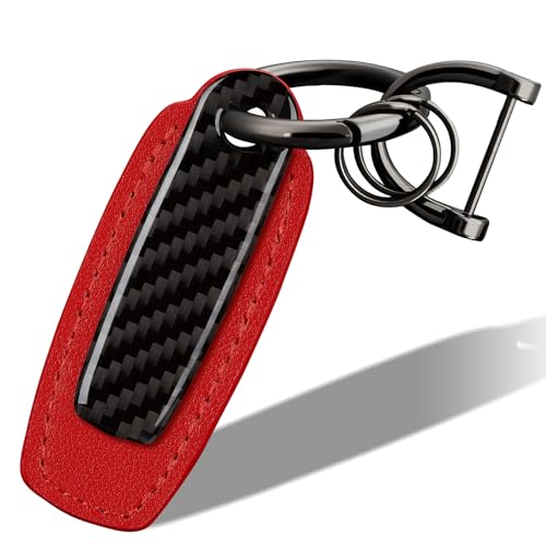 T-arbon Auto Schlüsselanhänger,Schlüsselanhänger aus echtem Leder für Autoschlüssel, Keychain mit Anti-Verlust-D-Ring, Autoschlüssel-Zubehör für Männer und Frauen, rot T-arbon Auto Schlüsselanhänger,Schlüsselanhänger aus echtem Leder für Autoschlüssel, Keychain mit Anti-Verlust-D-Ring, Autoschlüssel-Zubehör für Männer und Frauen, rot von T-carbon