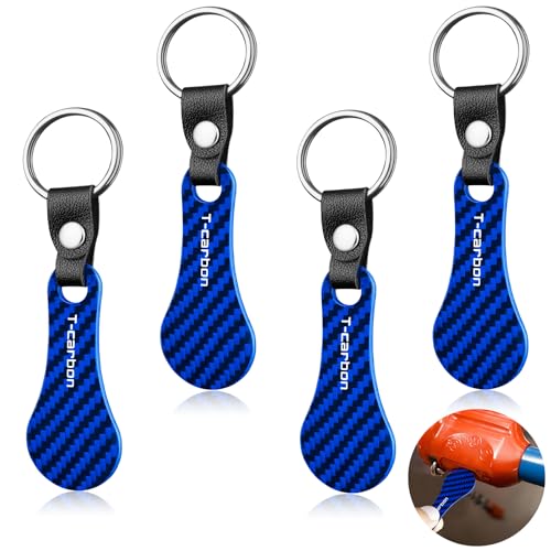 T-carbon 4 Stück echte Glasfaser Einkaufswagenlöser,Einkaufschip Schlüsselanhänger für Frontlader Einkaufswagen,Herausnehmbarer Einkaufswagenchip Einkaufschip Schlüsselanhänger matt blau von T-carbon