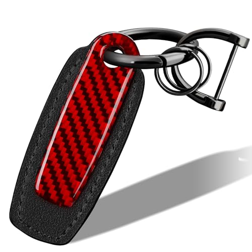 T-carbon Auto Schlüsselanhänger,Schlüsselanhänger aus echtem Leder für Autoschlüssel, Keychain mit Anti-Verlust-D-Ring, Autoschlüssel-Zubehör für Männer und Frauen, schwarz von T-carbon