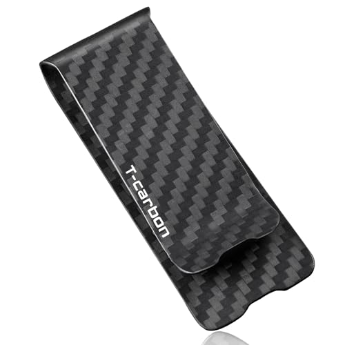 T-carbon Echte Kohlefaser Geldklammer Tragbare einfache Geldscheinklammer Geldklammer für Männer Carbon Fiber Money Clip Kreditkartenetui Banknotenetui Namenskartenetui Mattes Schwarz von T-carbon