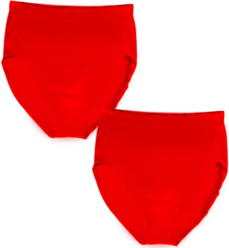 T&R Industrees 2 Stück Slips für Frauen | Damenunterwäsche| Basic Taillenslip in Rot|42 von T&R Industrees