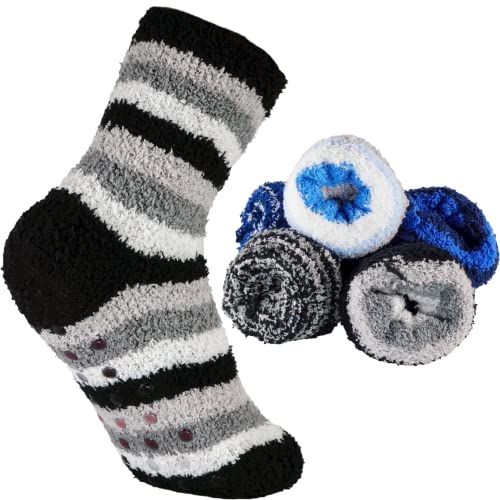 T&R Industrees 5 Paar warme flauschige Kinder ABS Kuschelsocken mit Stopper | Plüschsocken für Jungen und Mädchen mit Anti Rutsch Sohle| Supermix 2 | 23-26 von T&R Industrees